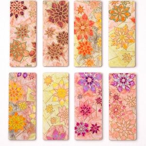 Handmade Floral Bookmark Set of 8 | Gold Detail | Boho Vintage Style